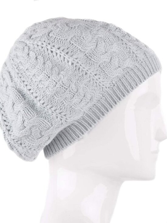 Women\'s Crochet Knitted Style Beanie Slouchy Hat Silver main image 4